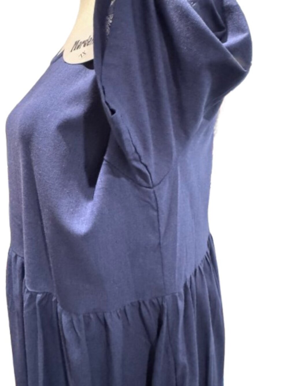 NWT Mordenmiss Navy Cotton Linen Tunic Lagenlook Midi Dress with Pockets (XL) - Picture 5 of 16
